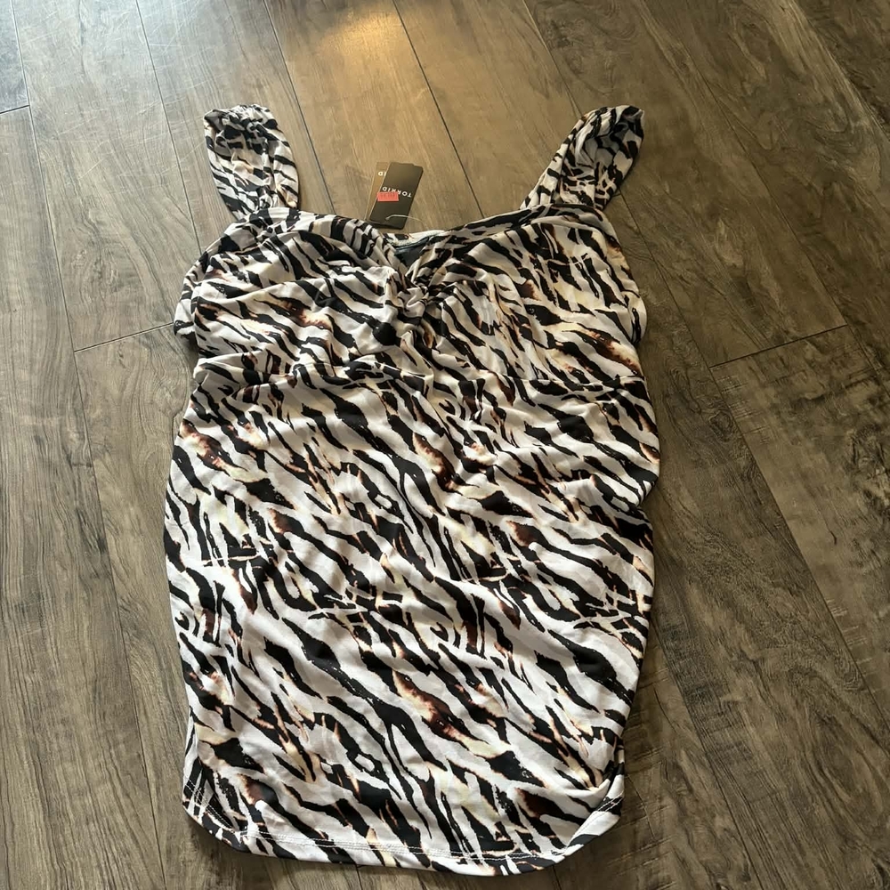 torrid Black, White & Brown Animal Print Twist-Front Tank